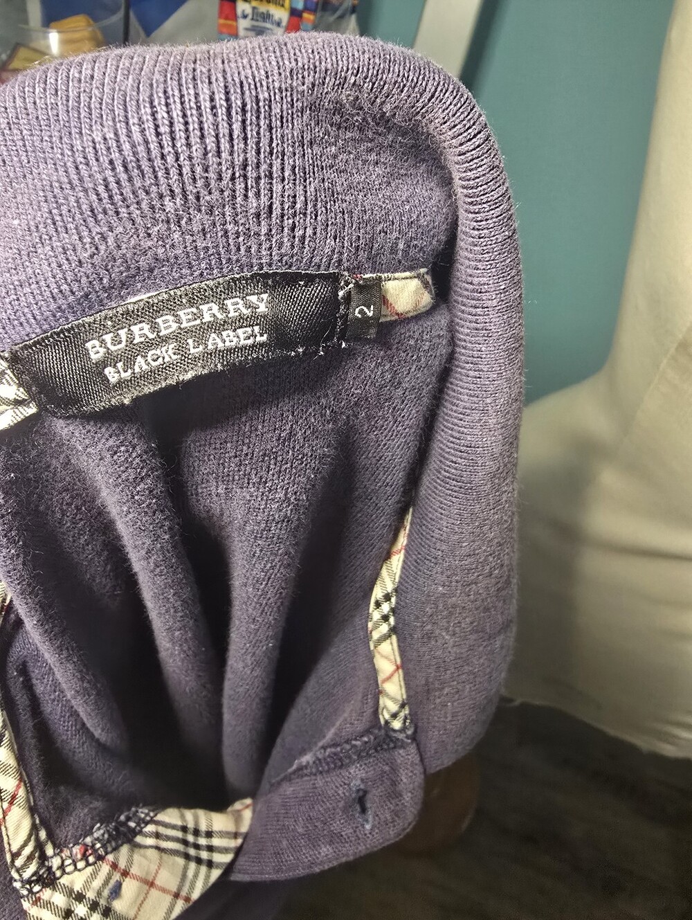 Men's Navy Burberry Black Polo with Chest Logo - Picture 3 of 11